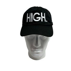 HIGH. Acres Black Strapback Embroidered Baseball Hat Cap
